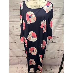 Roz Ali 3X Black‎ Dress White Pink Flowers Floral Made in Vietnam Blouse
